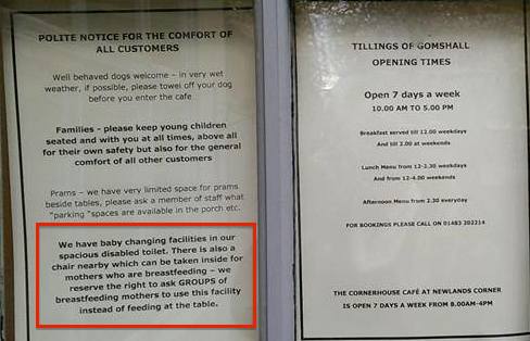 Tillings breastfeeding notice